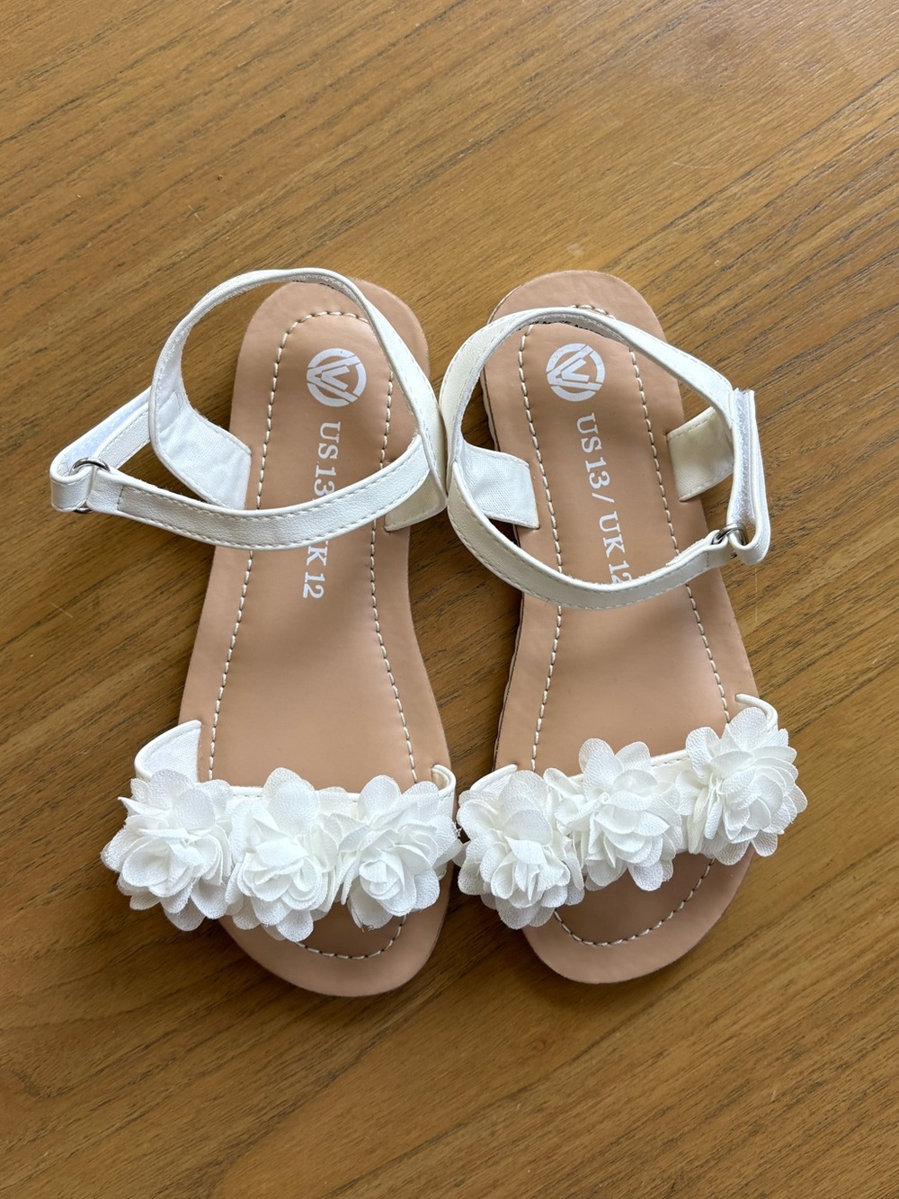 Girls White Floral Ankle-Strap Sandals